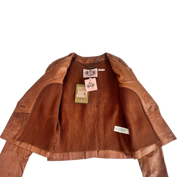 Juicy Couture Soft Brown Leather Jacket, Size: Petite - Picture 8 of 15